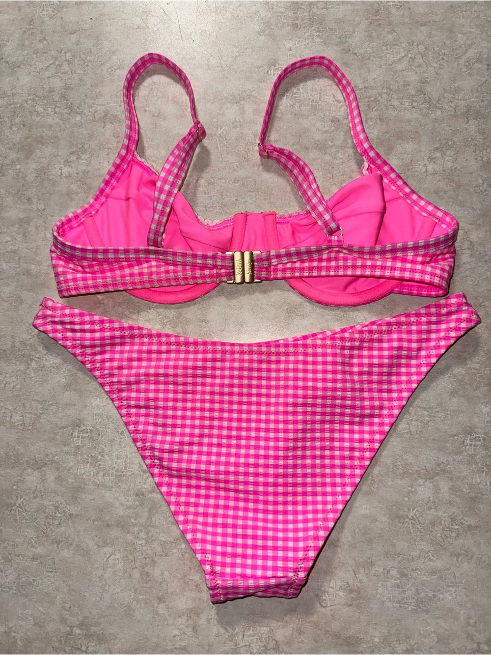 Kulani Kinis Hot Pink Gingham Bikini Set - Picture 2 of 3